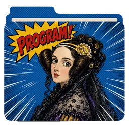 Ada Lovelace como cómic pop art, con la palabra Program