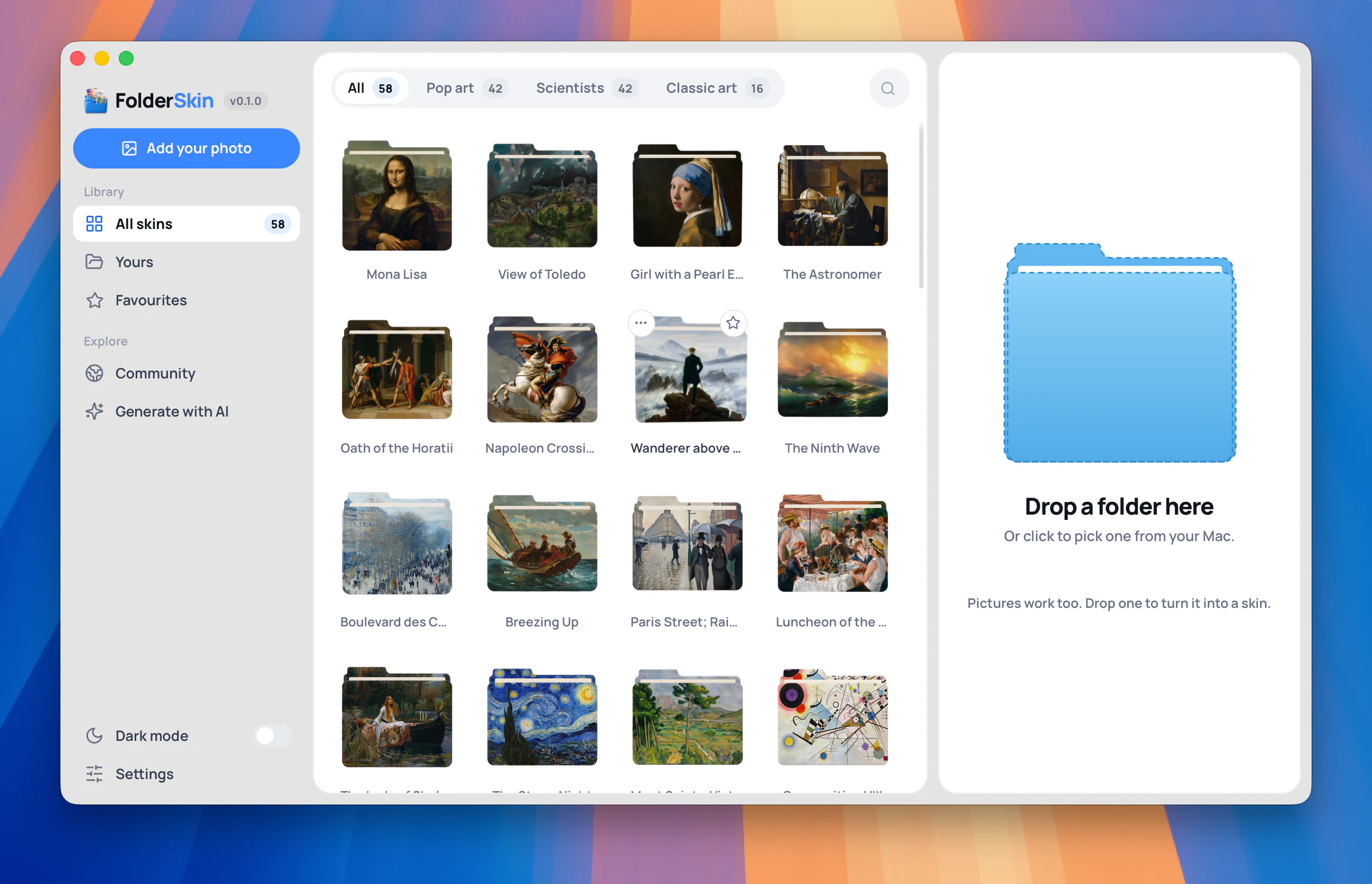 FolderSkin: browse painted folder skins and try one on your own folder.