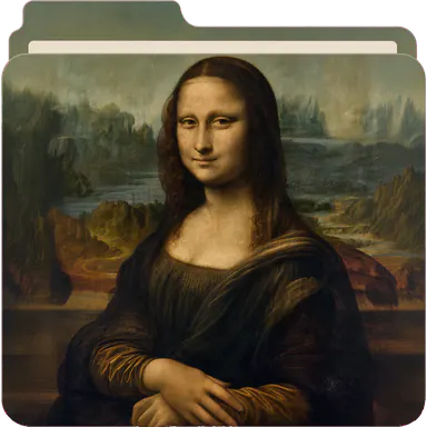 A folder painted with the Mona Lisa
